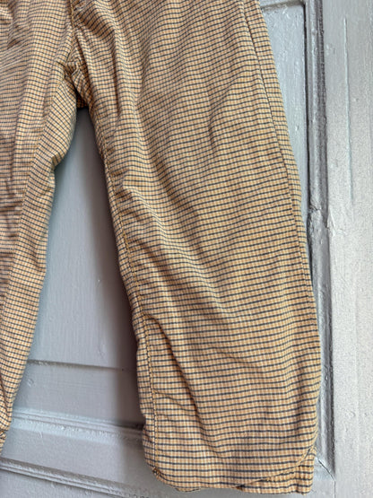 Steiff Kids Checkered Trousers, Vintage Style Cotton Pants, Beige Elastic Waist Trousers, Toddler Outfit, German Designer, Size 98
