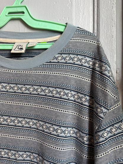 Vintage Quiksilver Tribal Stripe T Shirt, Men's Surf Tee, Festival Shirt, Y2K Skate T Shirt, Size L