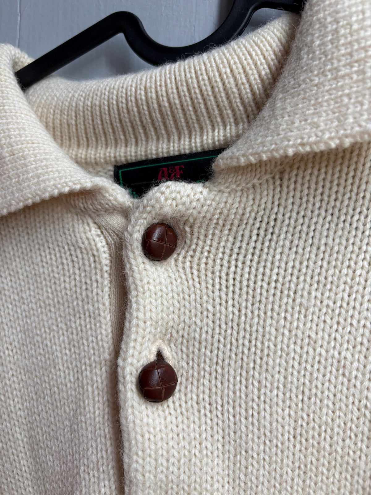 Abercrombie & Fitch Pure New Wool Jumper, Vintage Men's Knit Sweater, Cream Quarter Button Sweater, Old Money Wool Pullover, Size L