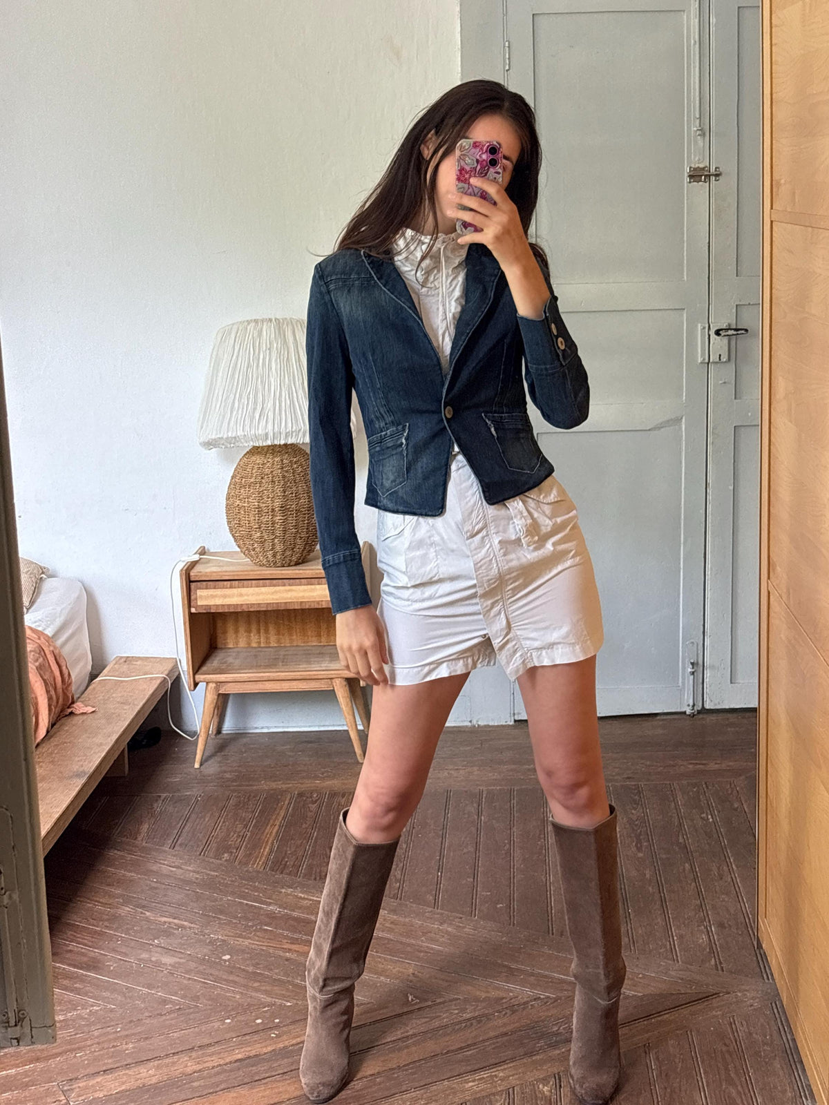 Escada Sport Denim Blazer, Made in Italy Jacket, Dark Wash Cotton Blazer, Designer Denim Jacket, Fitted Y2K Blazer, Luxury Vintage