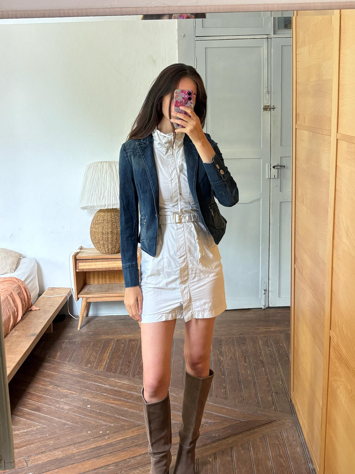 Escada Sport Denim Blazer, Made in Italy Jacket, Dark Wash Cotton Blazer, Designer Denim Jacket, Fitted Y2K Blazer, Luxury Vintage