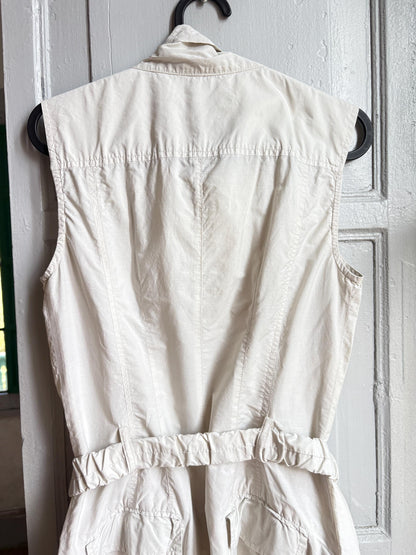 Weekend Max Mara Safari Dress, Utility Shirt Dress, Designer Cotton Dress, Beige Mini Dress, Italian Luxury, Old Money Y2K, Belted Dress