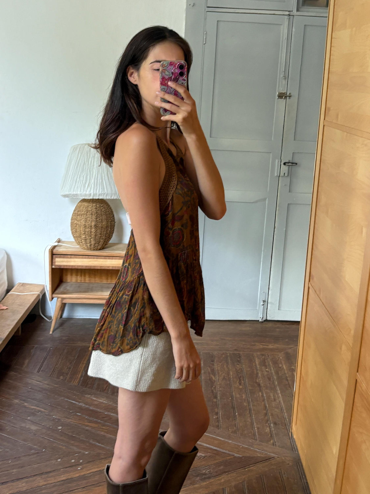 Boho Halter Top, Festival Summer Top, Open Back Bohemian Blouse, Crochet Neck Top, Earth Tone Paisley Top, Y2K Hippie Festival Clothing