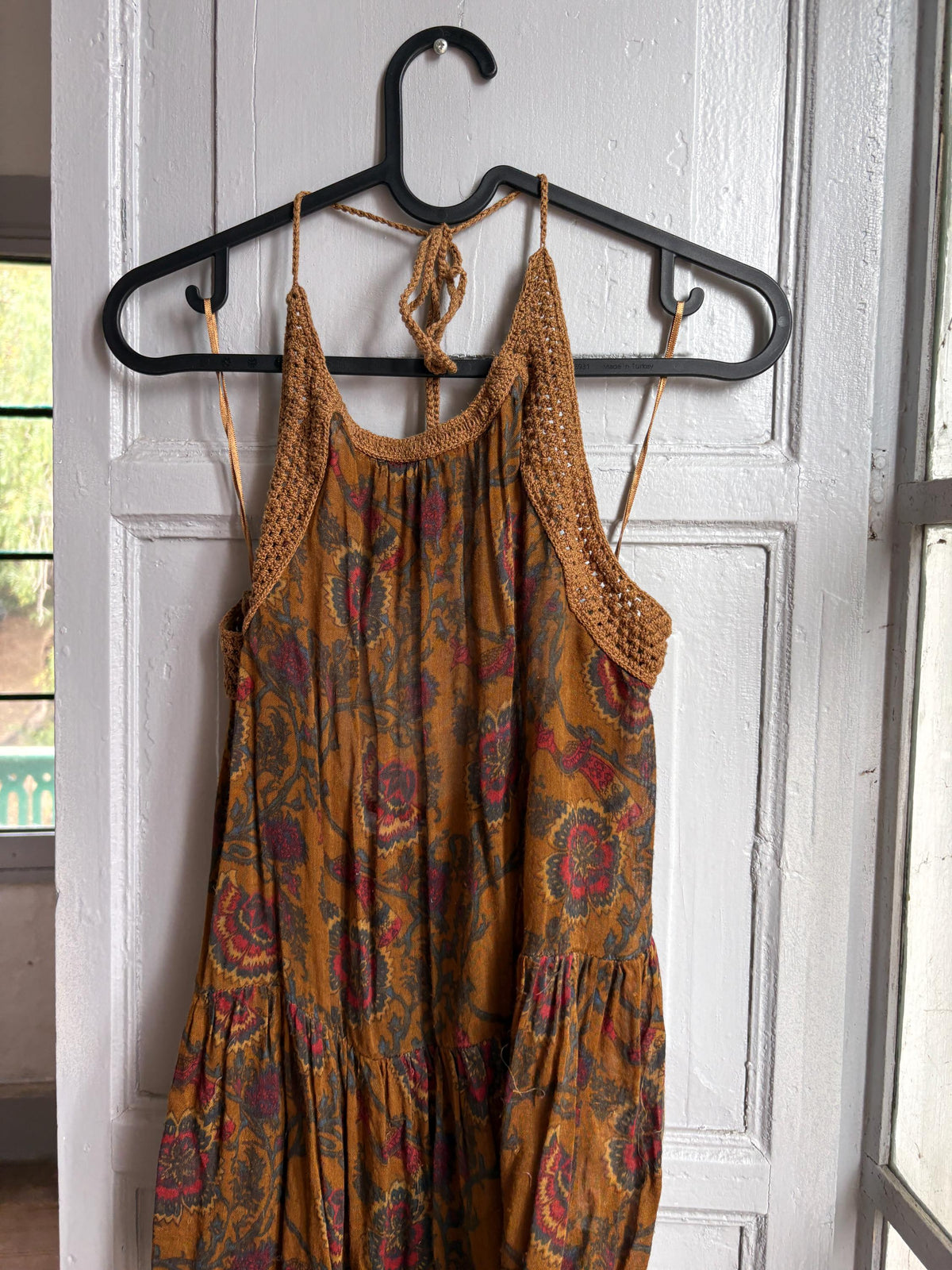 Boho Halter Top, Festival Summer Top, Open Back Bohemian Blouse, Crochet Neck Top, Earth Tone Paisley Top, Y2K Hippie Festival Clothing