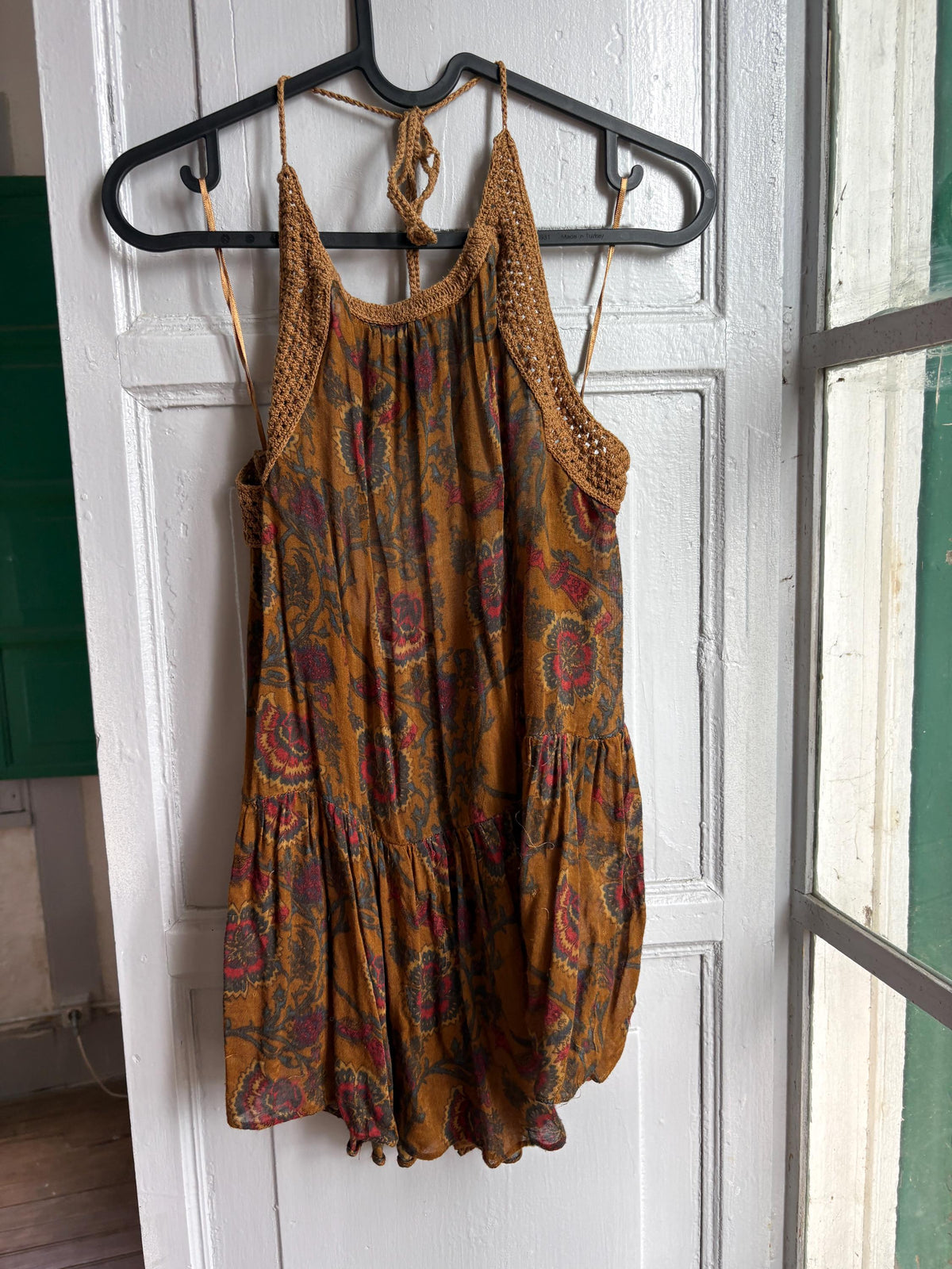 Boho Halter Top, Festival Summer Top, Open Back Bohemian Blouse, Crochet Neck Top, Earth Tone Paisley Top, Y2K Hippie Festival Clothing