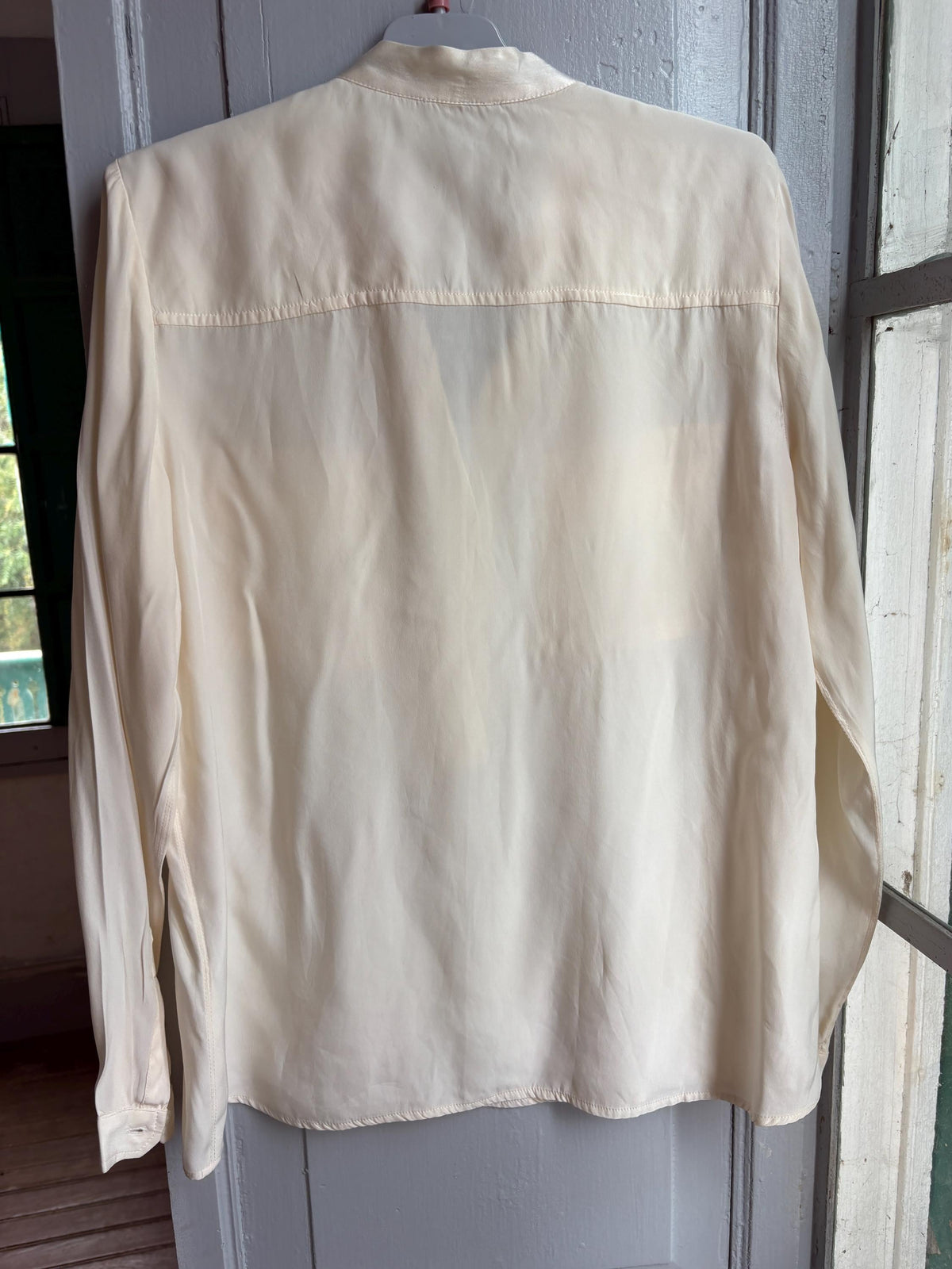 Caroll Paris 100% Silk Blouse, Luxury Ivory Silk Shirt, French Designer Top, Minimalist Office Blouse, Women's Silk Button Shirt