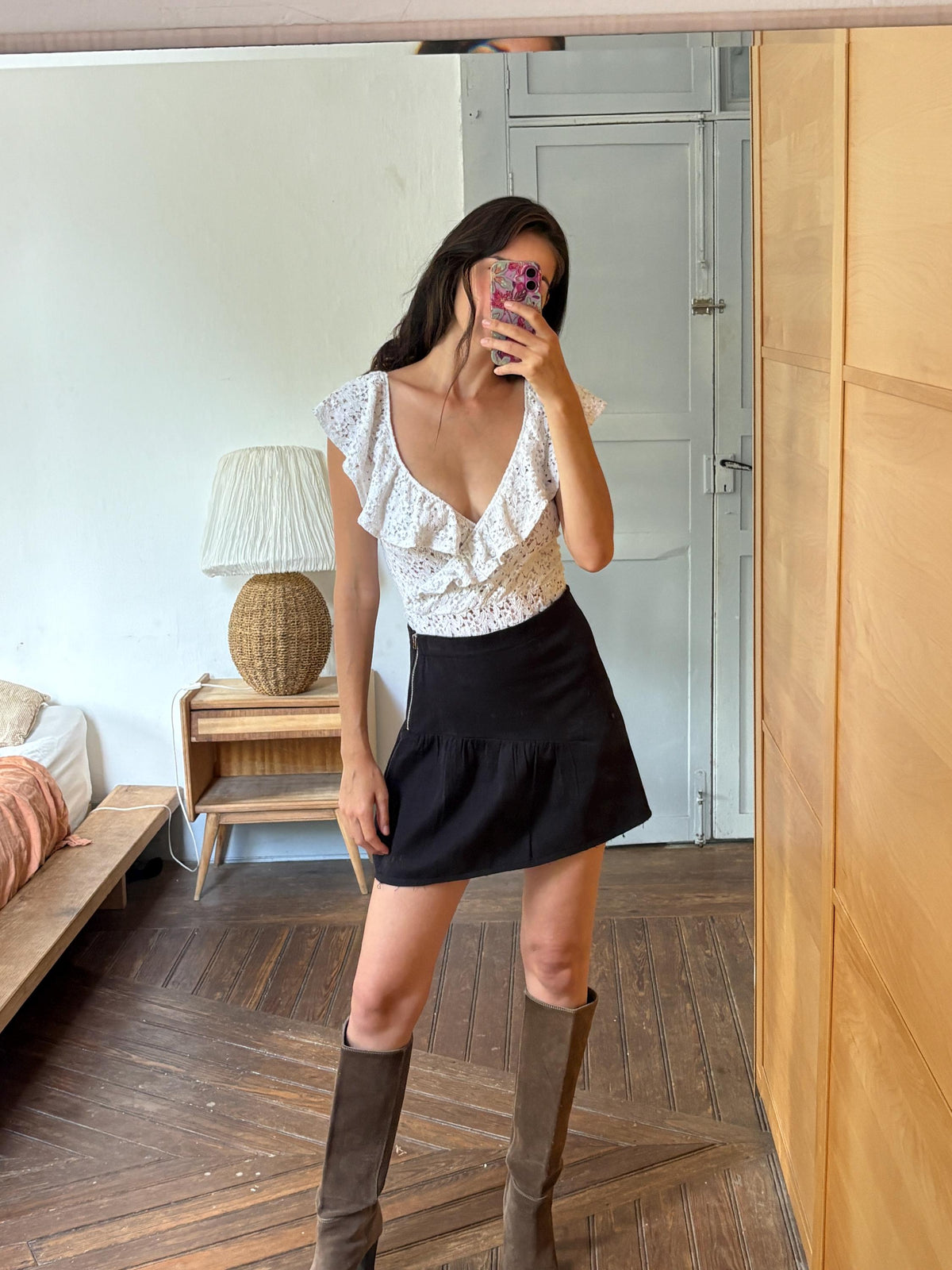 Black Mini Skirt, Cotton A Line Skirt, Y2K Minimalist Skirt, Casual Summer Skirt, Everyday Wardrobe Essential, EU 38