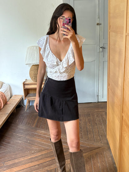 Black Mini Skirt, Cotton A Line Skirt, Y2K Minimalist Skirt, Casual Summer Skirt, Everyday Wardrobe Essential, EU 38