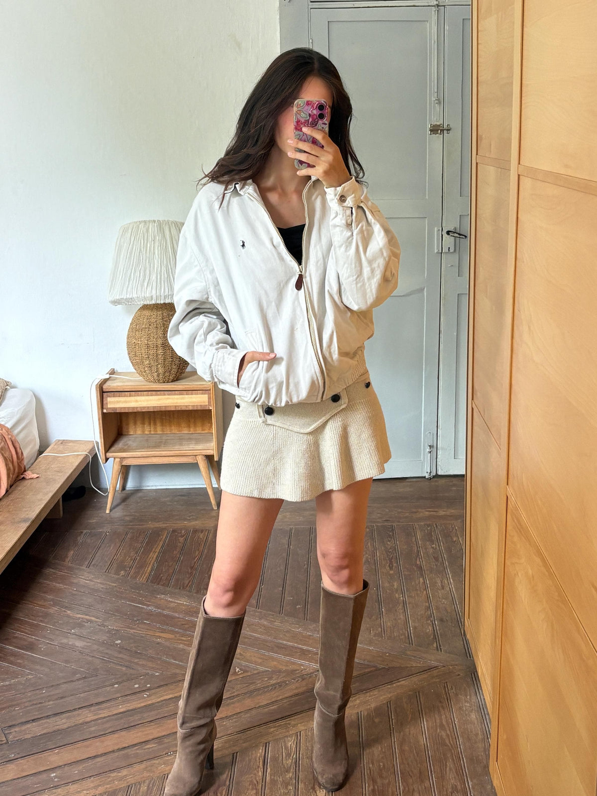 Vintage Polo Ralph Lauren Jacket, Beige Harrington Jacket, Plaid Lined Cotton Jacket, Men's Classic Zip Jacket, Preppy Old Money Coat