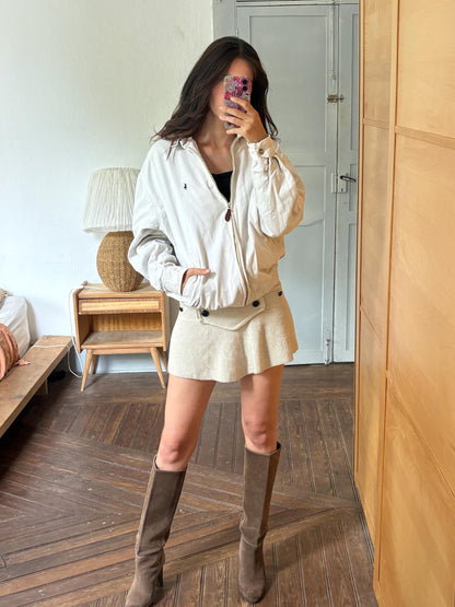 Vintage Polo Ralph Lauren Jacket, Beige Harrington Jacket, Plaid Lined Cotton Jacket, Men's Classic Zip Jacket, Preppy Old Money Coat