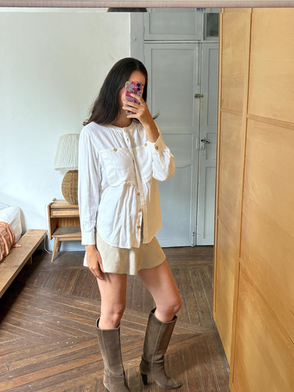 Massimo Dutti White Button Up Shirt, Minimalist Cotton Blouse, Women's White Shirt, Office Shirt,  Luxury Top, Capsule Wardrobe