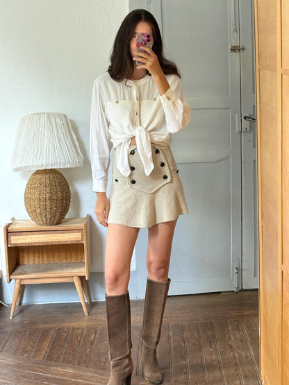 Massimo Dutti White Button Up Shirt, Minimalist Cotton Blouse, Women's White Shirt, Office Shirt,  Luxury Top, Capsule Wardrobe