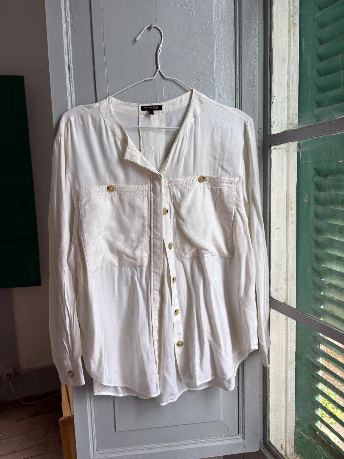 Massimo Dutti White Button Up Shirt, Minimalist Cotton Blouse, Women's White Shirt, Office Shirt,  Luxury Top, Capsule Wardrobe