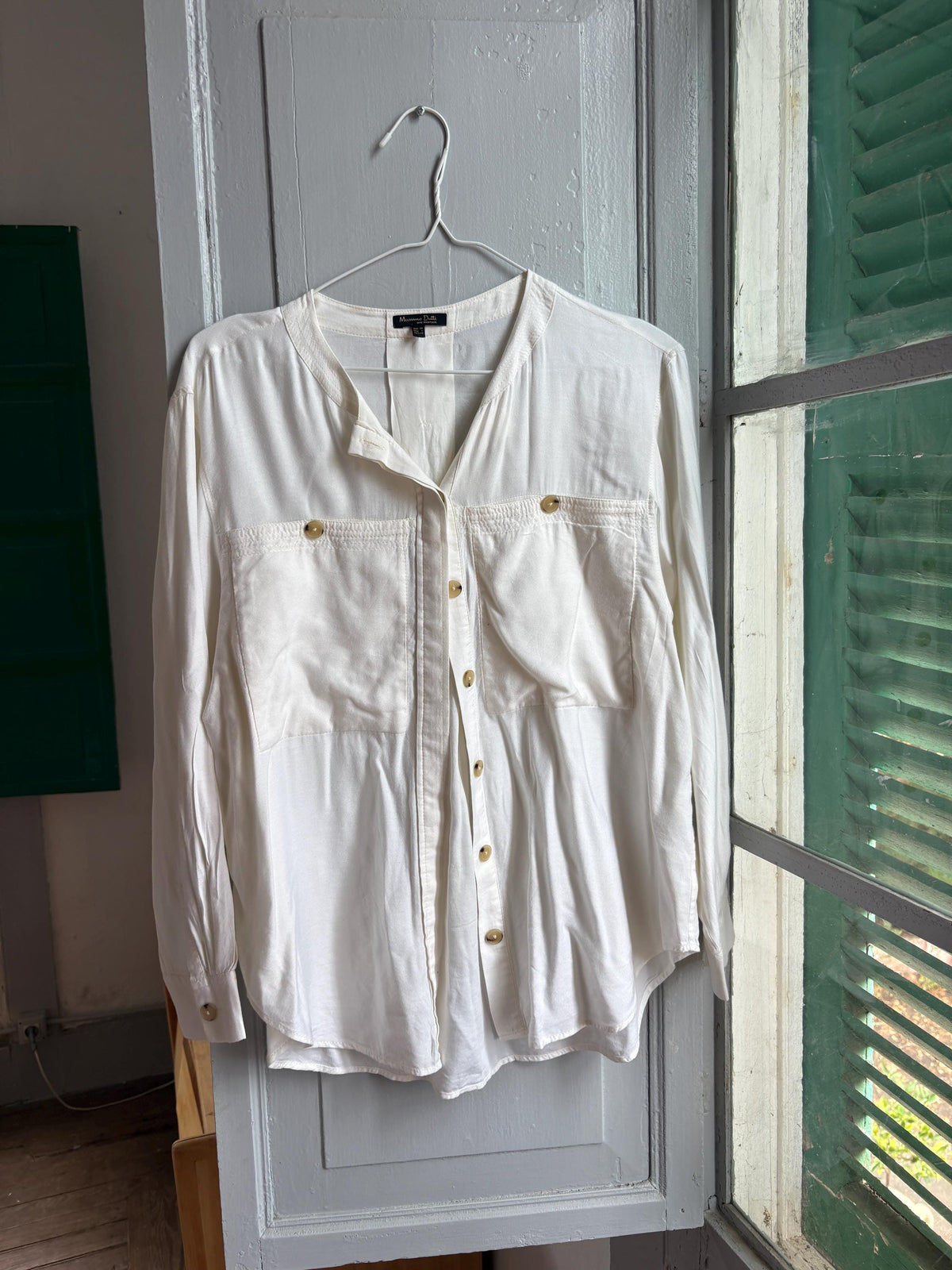 Massimo Dutti White Button Up Shirt, Minimalist Cotton Blouse, Women's White Shirt, Office Shirt,  Luxury Top, Capsule Wardrobe