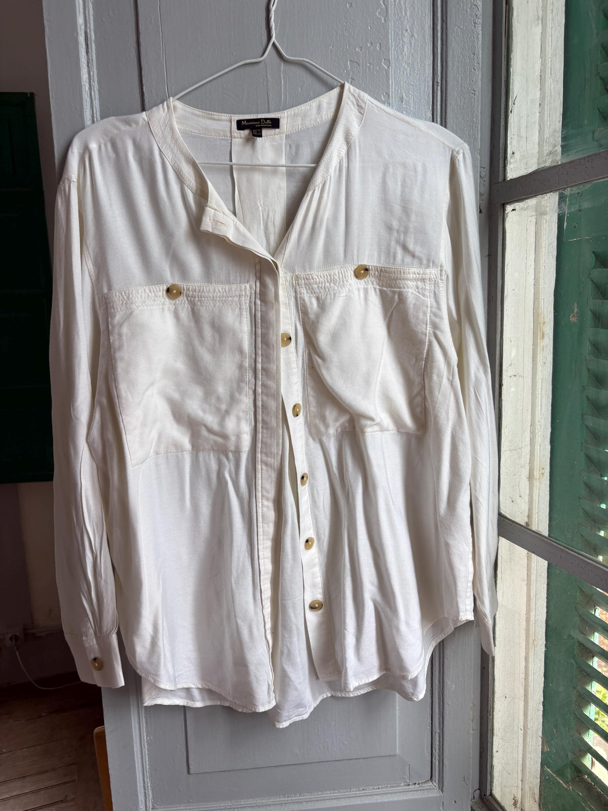 Massimo Dutti White Button Up Shirt, Minimalist Cotton Blouse, Women's White Shirt, Office Shirt,  Luxury Top, Capsule Wardrobe