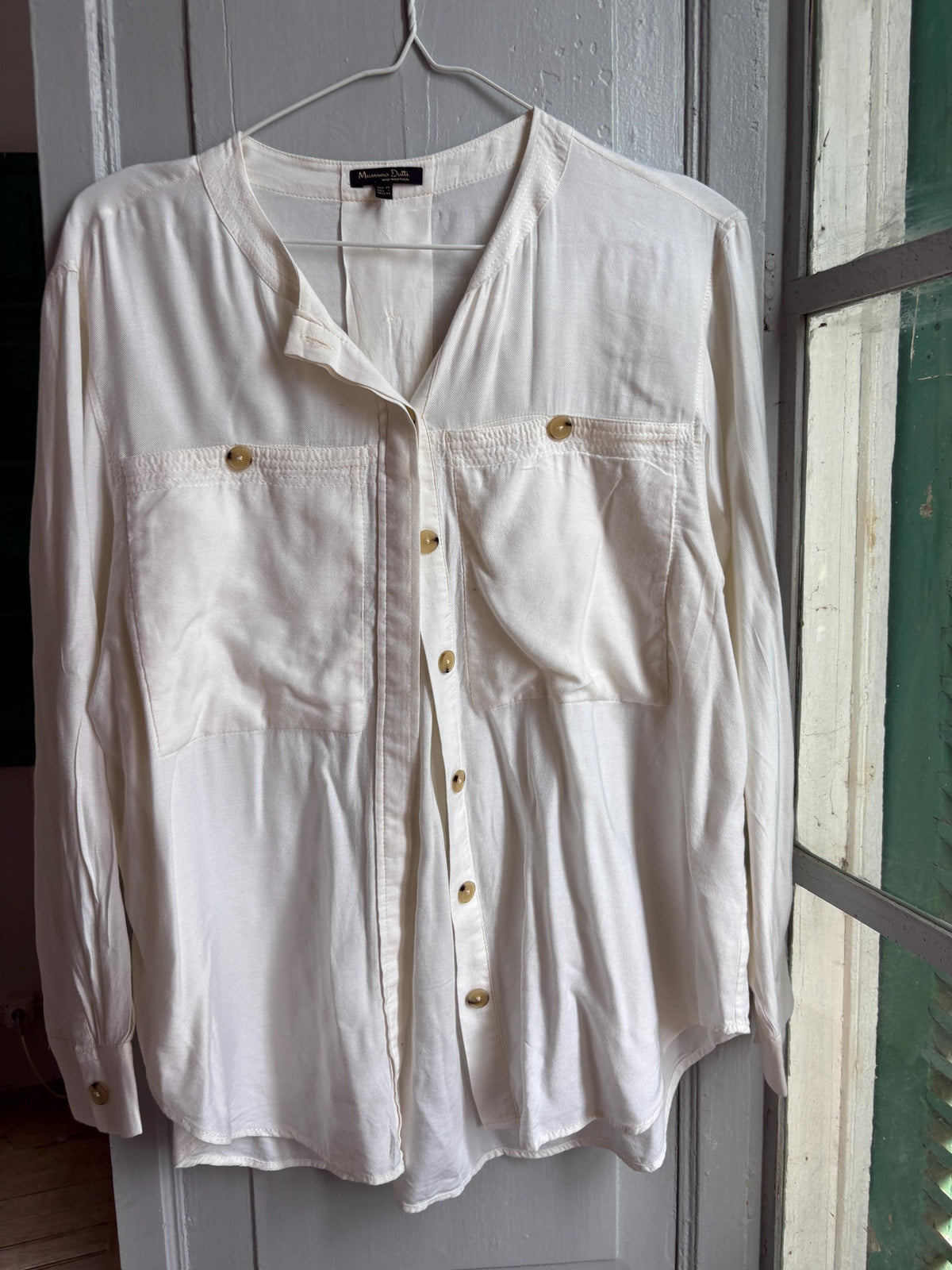 Massimo Dutti White Button Up Shirt, Minimalist Cotton Blouse, Women's White Shirt, Office Shirt,  Luxury Top, Capsule Wardrobe