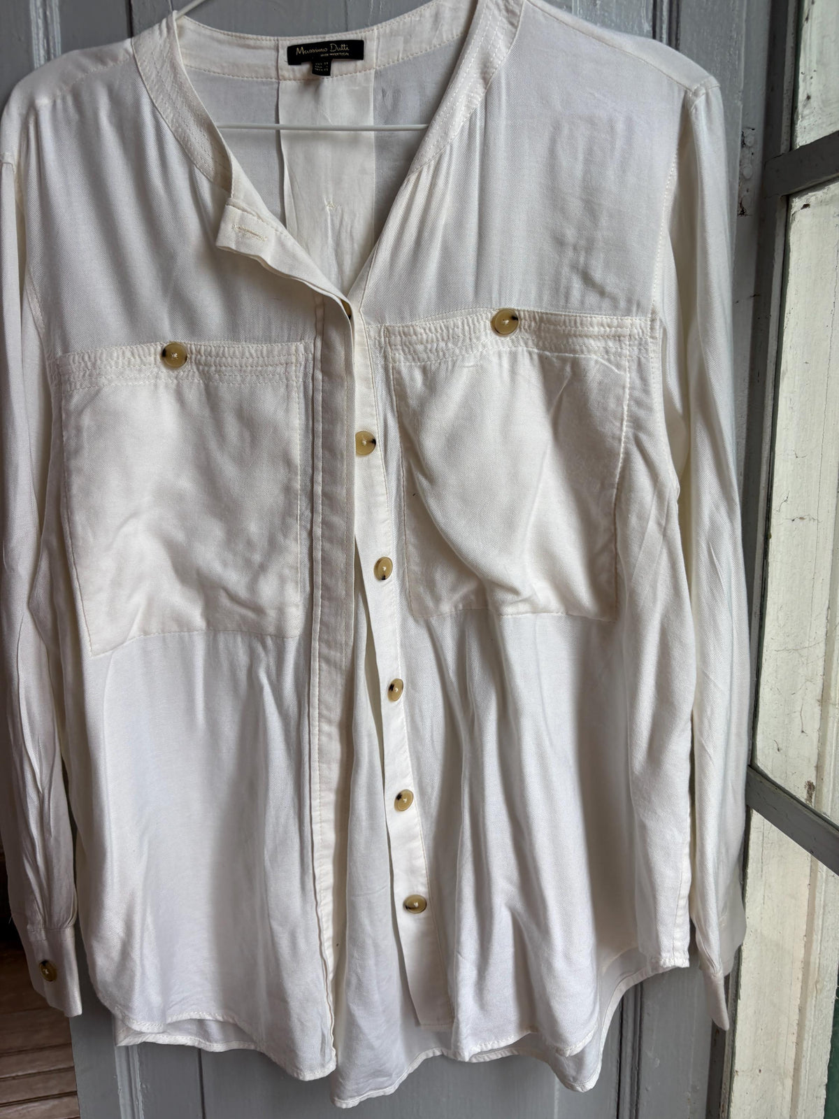 Massimo Dutti White Button Up Shirt, Minimalist Cotton Blouse, Women's White Shirt, Office Shirt,  Luxury Top, Capsule Wardrobe
