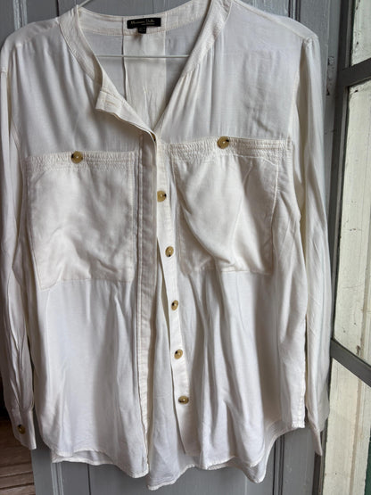 Massimo Dutti White Button Up Shirt, Minimalist Cotton Blouse, Women's White Shirt, Office Shirt,  Luxury Top, Capsule Wardrobe