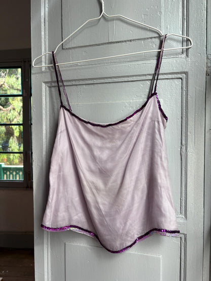 Vintage Silk Camisole Top, Pink Sequin Cami, Y2K Silk Tank Top, Fairy Grunge, Party Top, Women's Vintage Lingerie Style