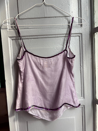 Vintage Silk Camisole Top, Pink Sequin Cami, Y2K Silk Tank Top, Fairy Grunge, Party Top, Women's Vintage Lingerie Style