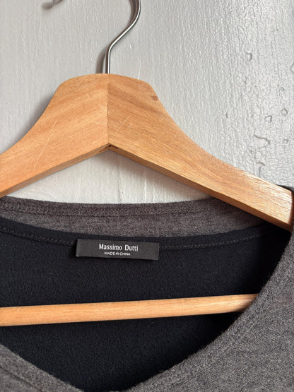 Dark Grey Modal Wool Layered Top — back view