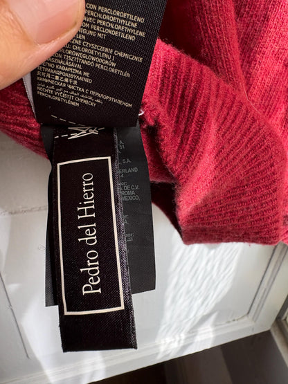 Pedro del Hierro Geelong Lambswool Jumper, Vintage Burgundy V Neck Sweater, Men's Pure Wool Knit, Quiet Luxury, Made in Spain