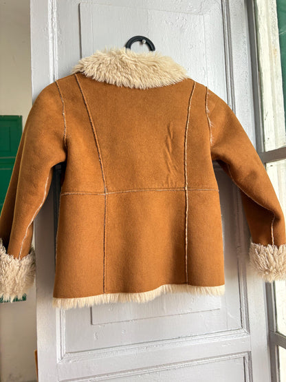 Vintage Pepe Jeans Faux Shearling Coat, Girls Winter Jacket, Brown Teddy Coat, Y2K Faux Fur Jacket, Size 6