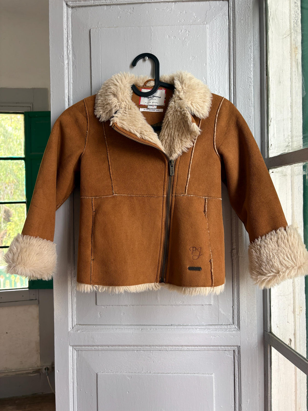 Vintage Pepe Jeans Faux Shearling Coat, Girls Winter Jacket, Brown Teddy Coat, Y2K Faux Fur Jacket, Size 6