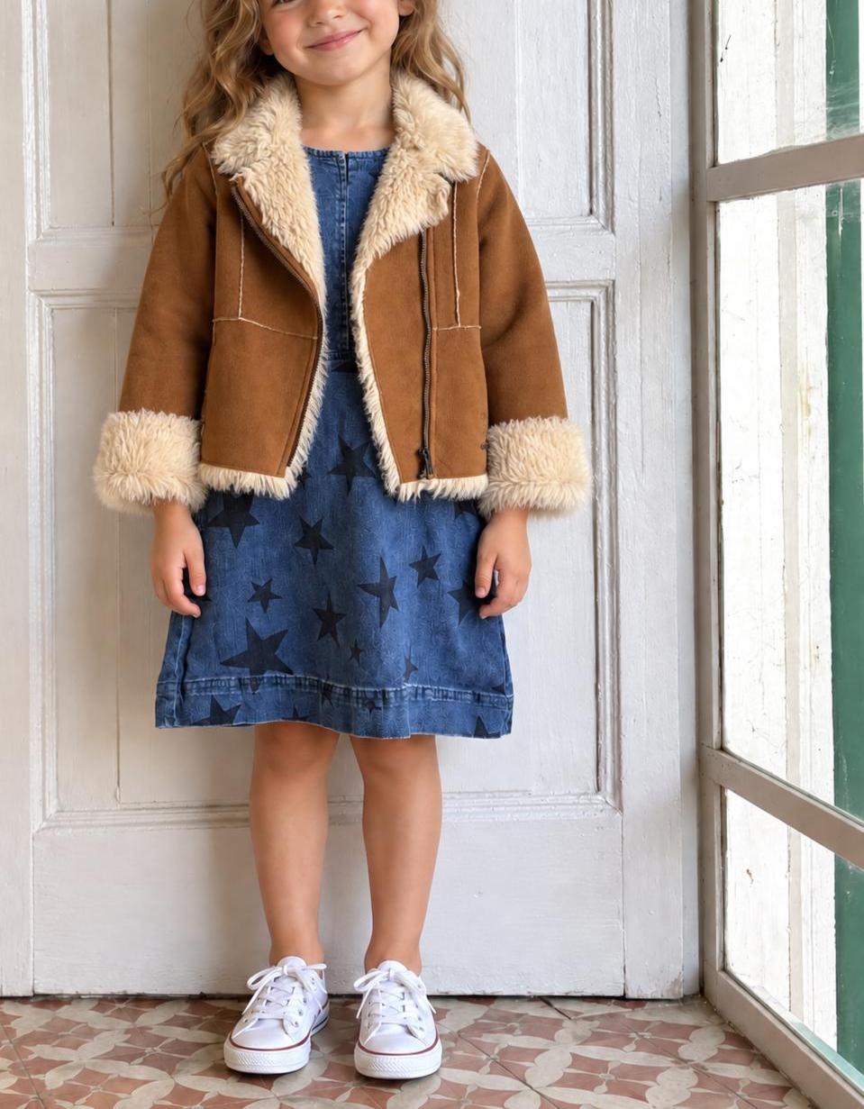 Vintage Pepe Jeans Faux Shearling Coat, Girls Winter Jacket, Brown Teddy Coat, Y2K Faux Fur Jacket, Size 6