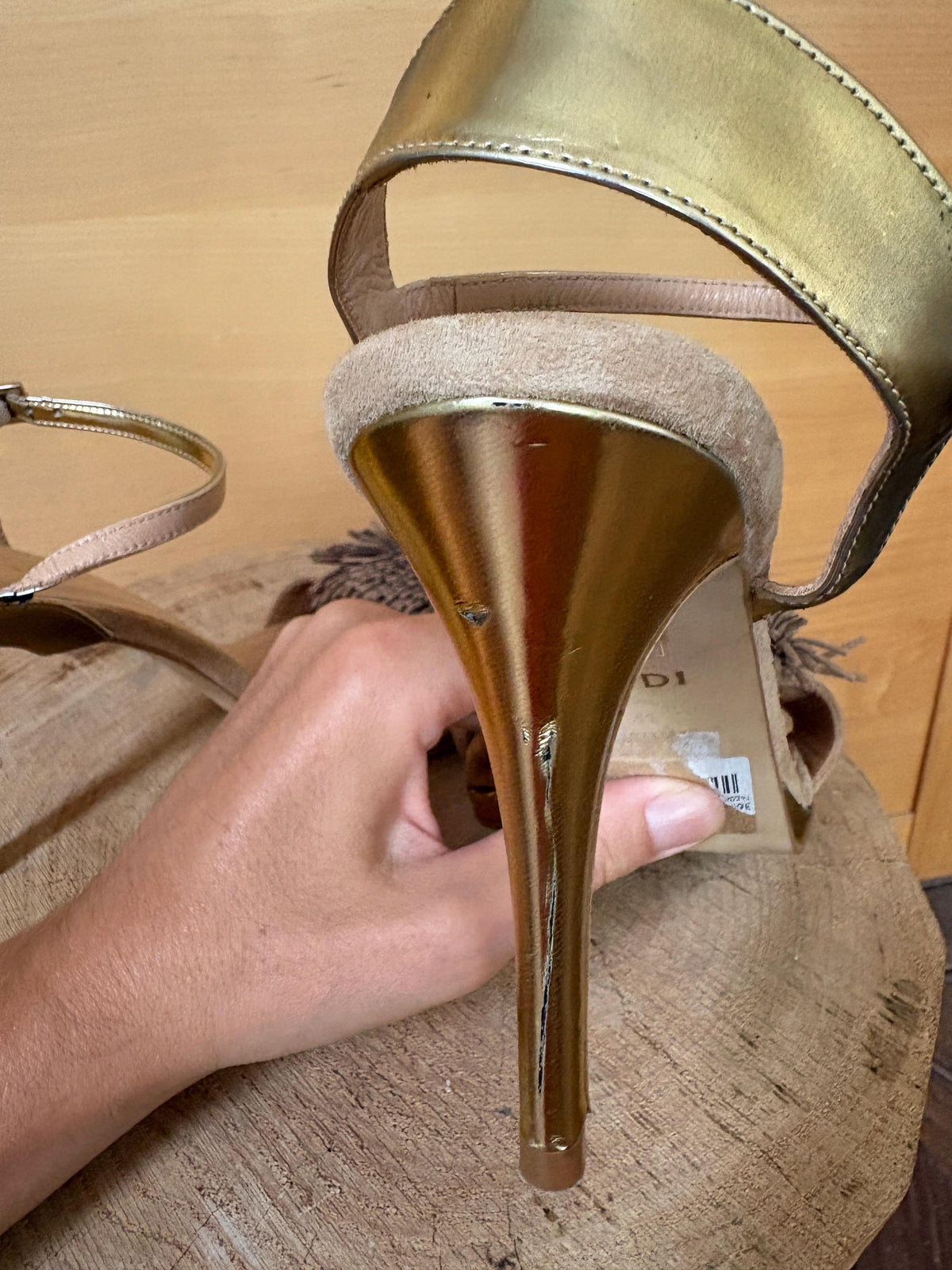 Lodi Suede Stiletto Sandals EU 41, Taupe Designer Heels, Ankle Strap High Heels, Made in Spain