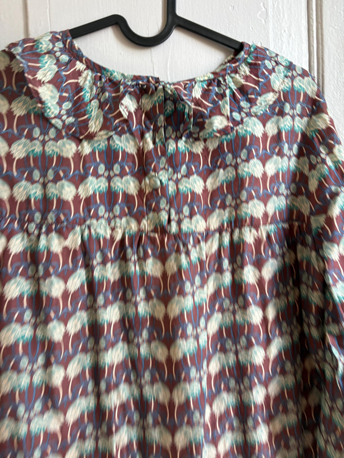 Laga 100% Silk Dress, Printed Silk Mini Dress, Luxury Secondhand Dress, Romantic Collar, Women's Size S