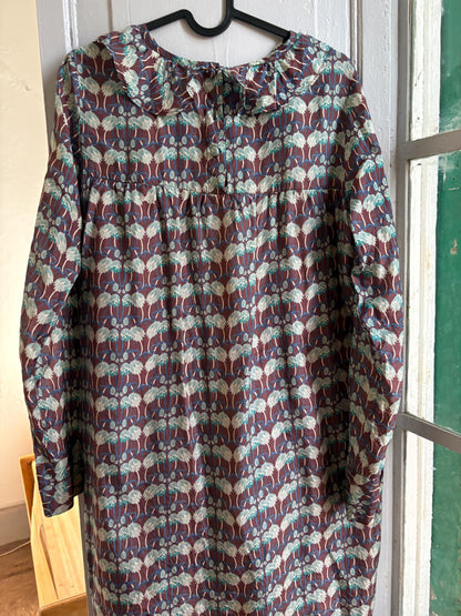 Laga 100% Silk Dress, Printed Silk Mini Dress, Luxury Secondhand Dress, Romantic Collar, Women's Size S