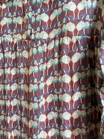 Laga 100% Silk Dress, Printed Silk Mini Dress, Luxury Secondhand Dress, Romantic Collar, Women's Size S