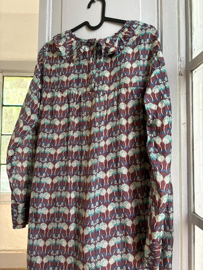 Laga 100% Silk Dress, Printed Silk Mini Dress, Luxury Secondhand Dress, Romantic Collar, Women's Size S