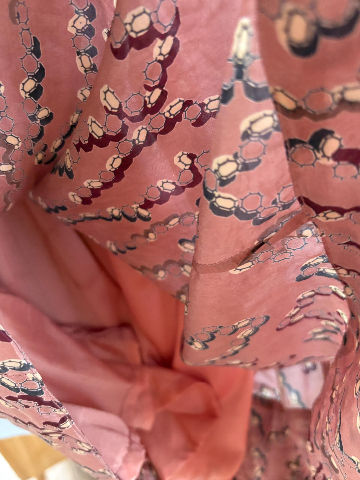Laga 100% Silk Dress, Luxury Silk Mini Dress, Dusty Rose Print Dress, Made in India, Women's XS