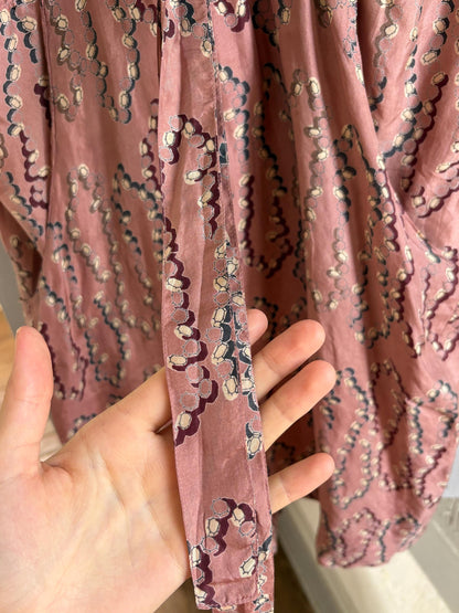 Laga 100% Silk Dress, Luxury Silk Mini Dress, Dusty Rose Print Dress, Made in India, Women's XS