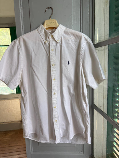 Polo Ralph Lauren Classic Fit Oxford Shirt, White Button Down Short Sleeve, Men's XL, Thick Cotton, Preppy Essential