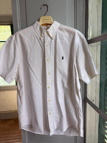 Polo Ralph Lauren Classic Fit Oxford Shirt, White Button Down Short Sleeve, Men's XL, Thick Cotton, Preppy Essential