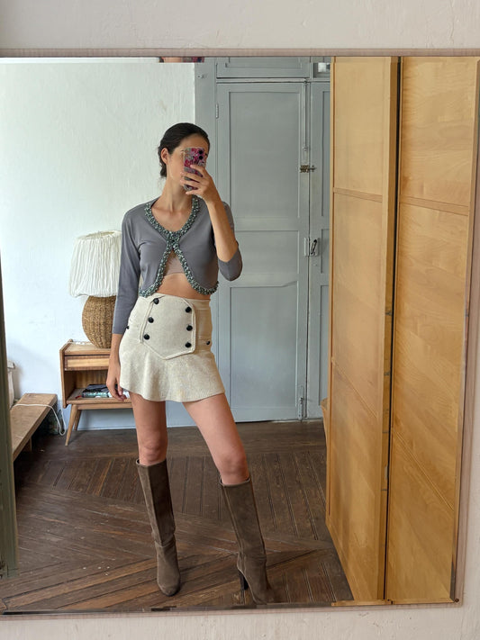 Embellished Grey Bolero Cardigan