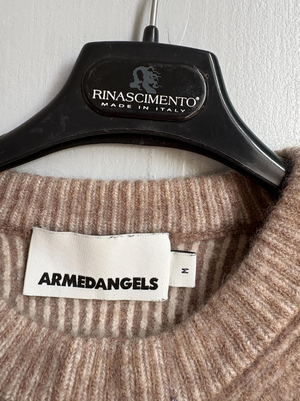 Armedangels Cropped Wool Blend Sweater, Neutral Colour Block Knit Jumper, Minimalist Women's XS - S