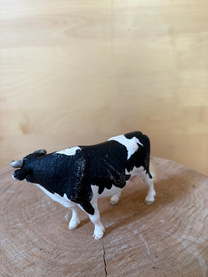 Schleich Black & White Bull Figure, Vintage Farm Animal Toy, German Collectible, Realistic Cow Figurine, Farm Play Toy