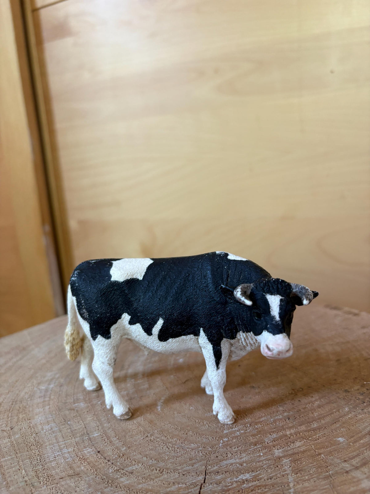 Schleich Black & White Bull Figure, Vintage Farm Animal Toy, German Collectible, Realistic Cow Figurine, Farm Play Toy