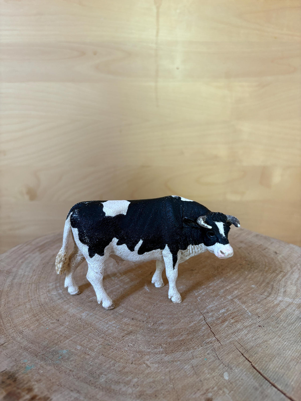 Schleich Black & White Bull Figure, Vintage Farm Animal Toy, German Collectible, Realistic Cow Figurine, Farm Play Toy
