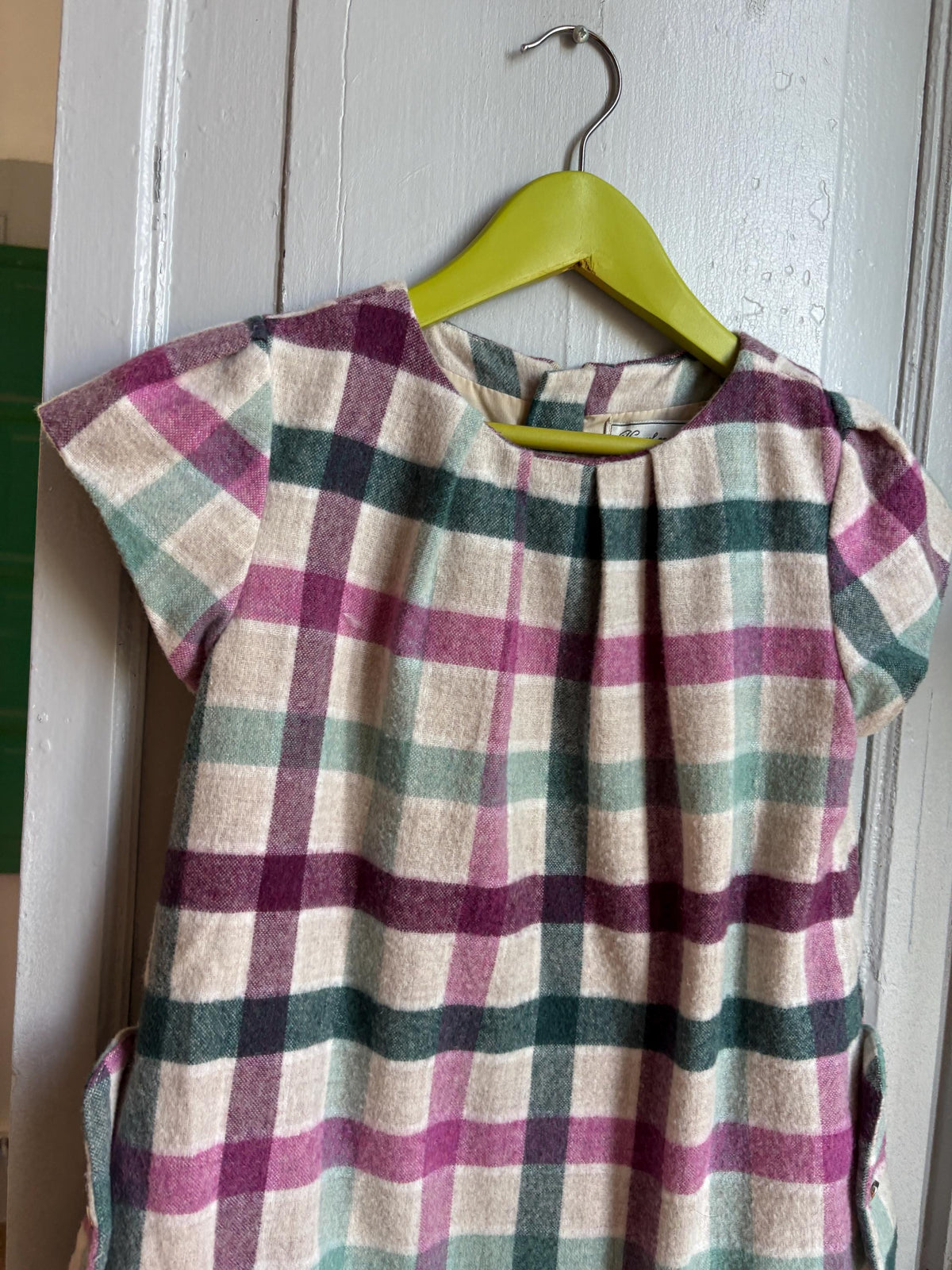 Girls Plaid Wool Blend Dress, Size 128 cm, Winter Dress for Girls, Lined Check Dress,  Warm Kids Clothing