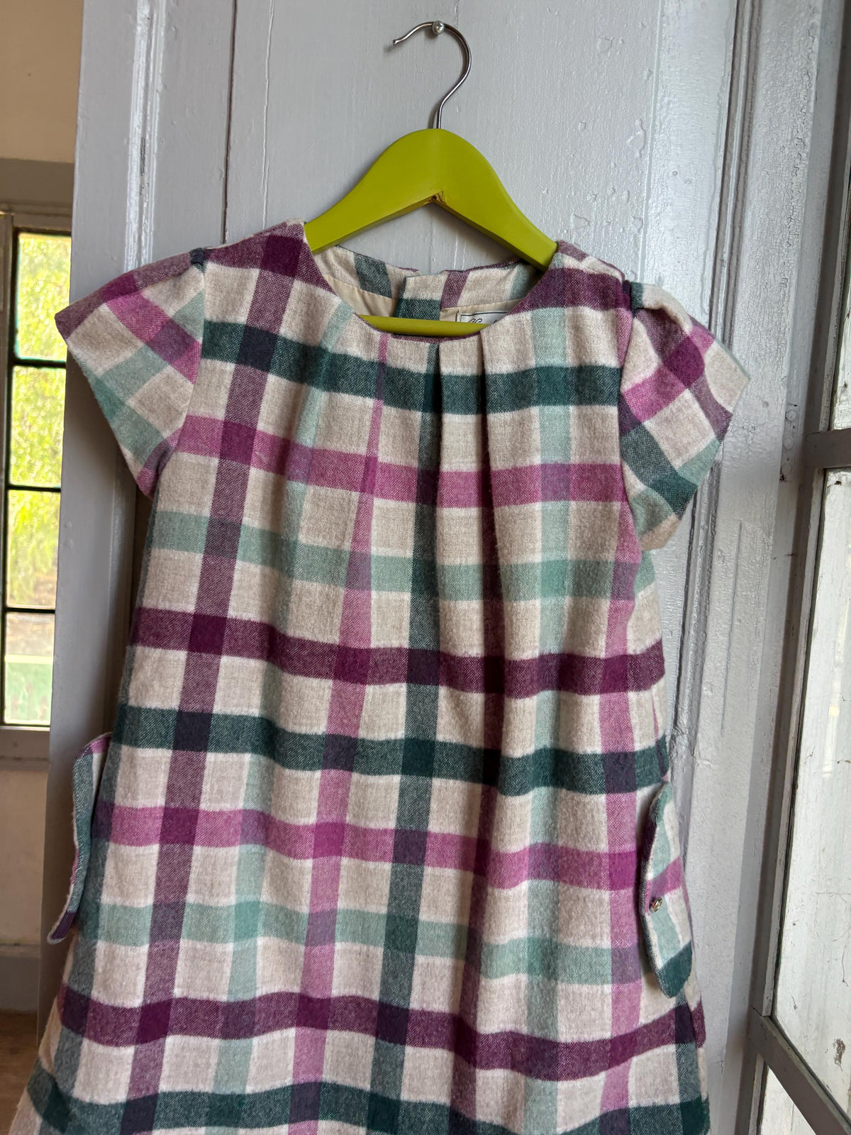 Girls Plaid Wool Blend Dress, Size 128 cm, Winter Dress for Girls, Lined Check Dress,  Warm Kids Clothing