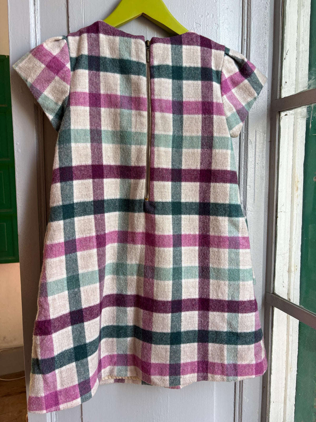 Girls Plaid Wool Blend Dress, Size 128 cm, Winter Dress for Girls, Lined Check Dress,  Warm Kids Clothing