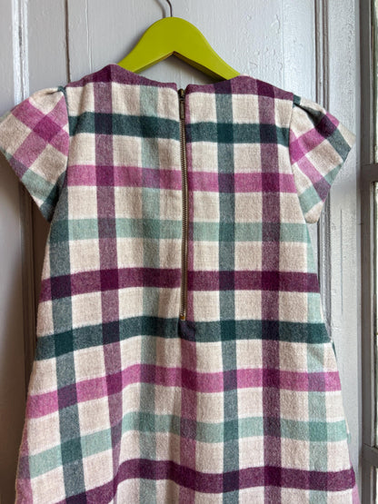 Girls Plaid Wool Blend Dress, Size 128 cm, Winter Dress for Girls, Lined Check Dress,  Warm Kids Clothing