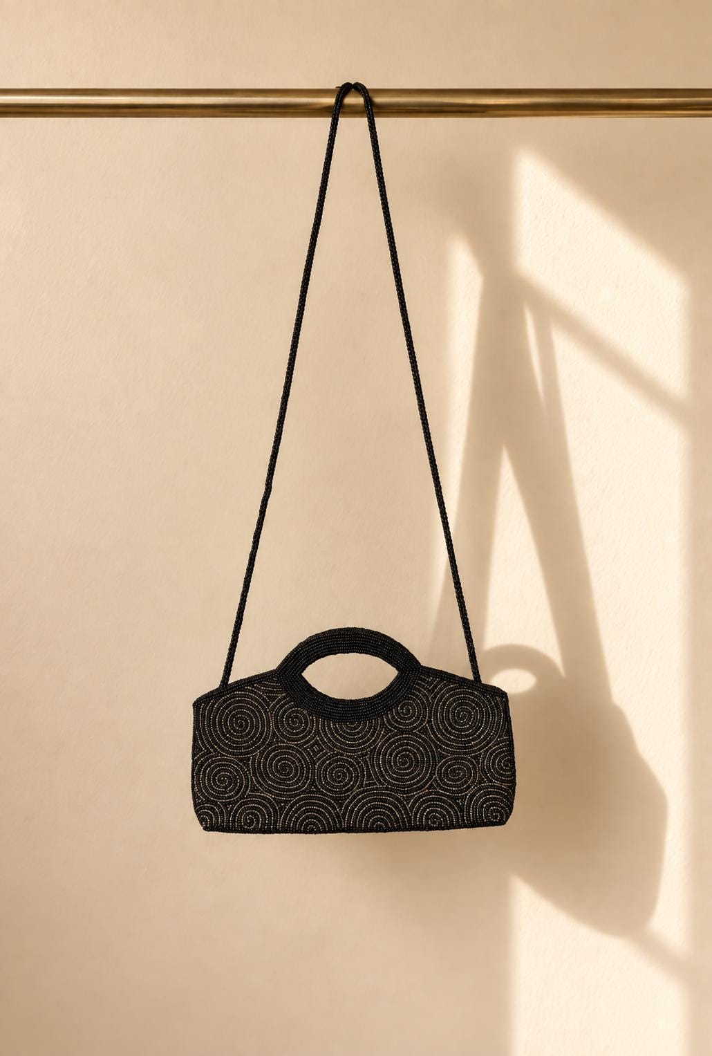 Black Beaded Evening Bag, Vintage Mini Handbag, Top Handle Purse, Y2K Party Bag, Shoulder Bag, Cocktail Clutch