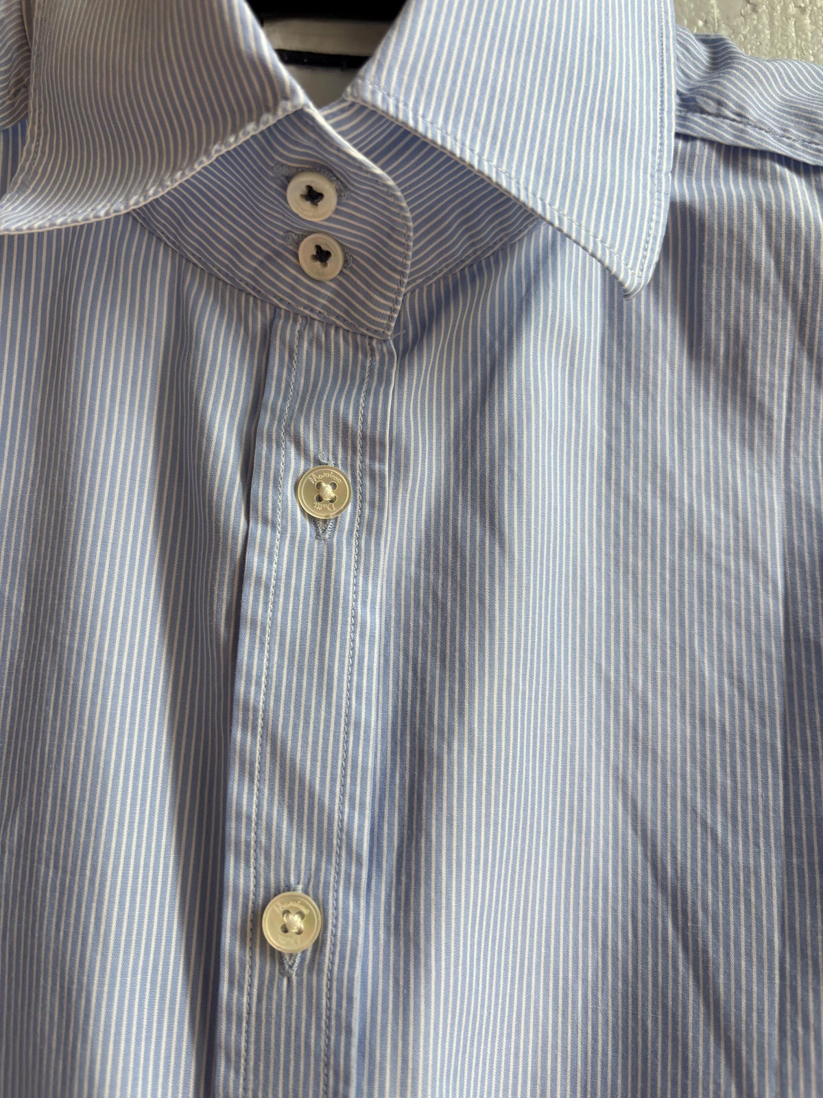 Massimo Dutti Blue Striped Cotton Shirt, Women's Tailored Button Up Blouse, Office Shirt, Italian Chic, Quiet Luxury, Size EU 38