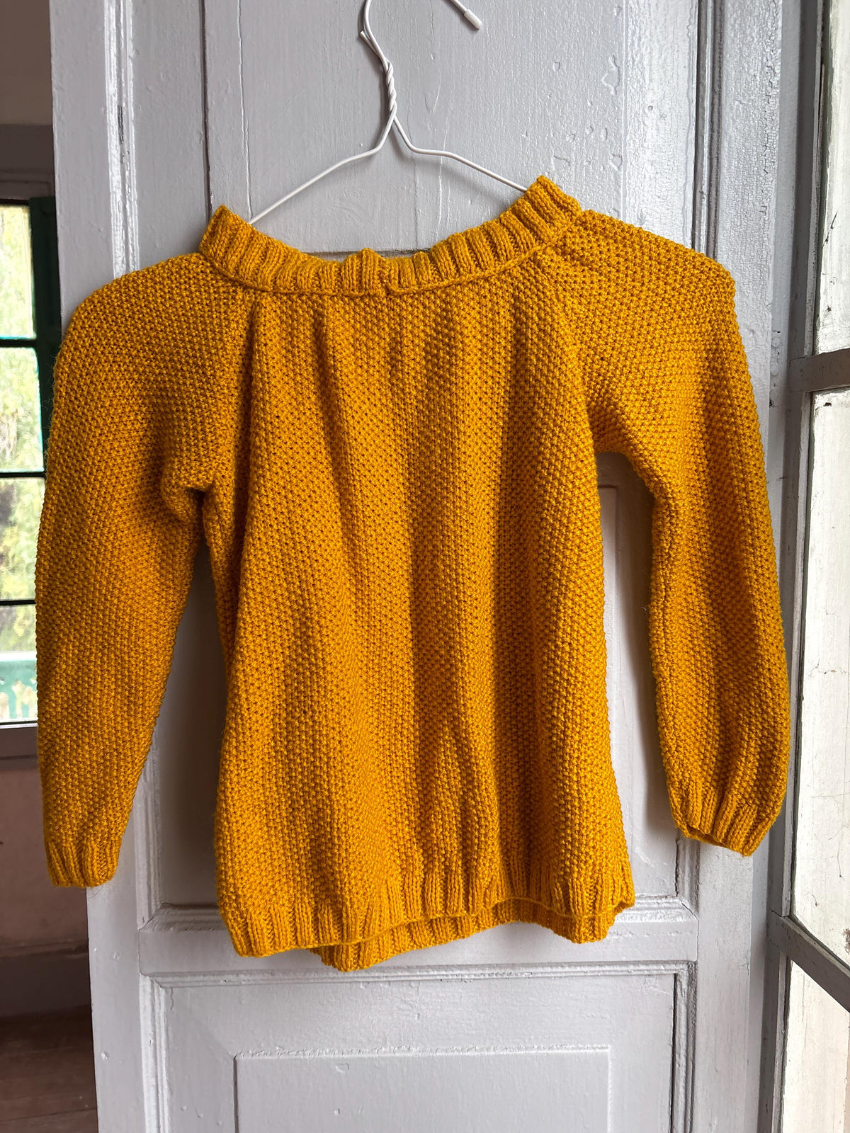 Handmade Mustard Yellow Knitted Jumper & Beanie Set, Vintage Children's Knitwear, Grandma Knit Sweater, Cozy Winter Outfit